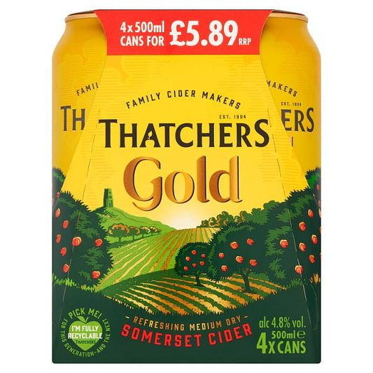 Thatchers Gold Cider 4pk Cans (500ml)