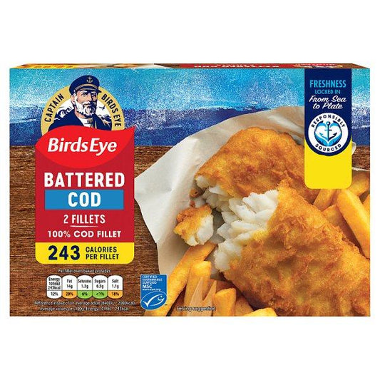 Birds Eye 2 Battered Cod Fillets (200g)