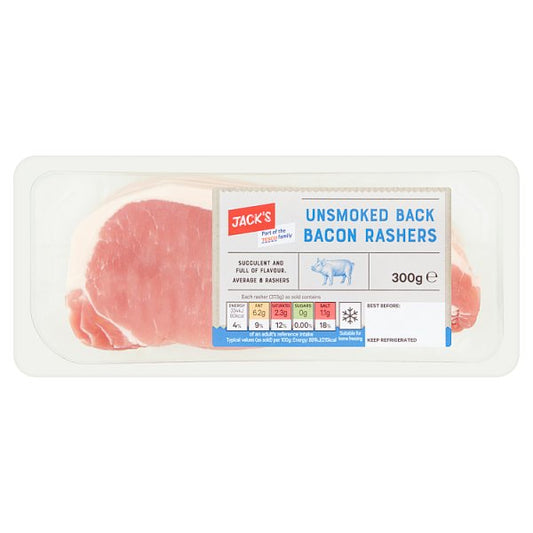 Jack's Unsmoked Back Bacon Rashers (300g)