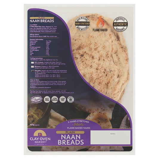 Clay Oven Plain Naan Breads 2pk