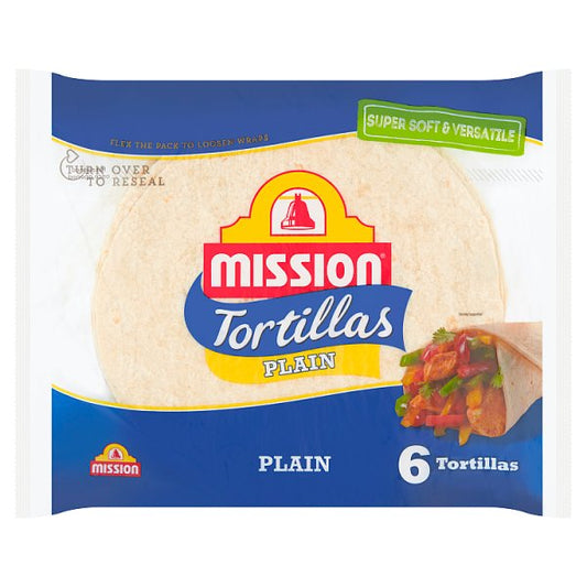 6 White Tortillas Plain Wraps (368g)