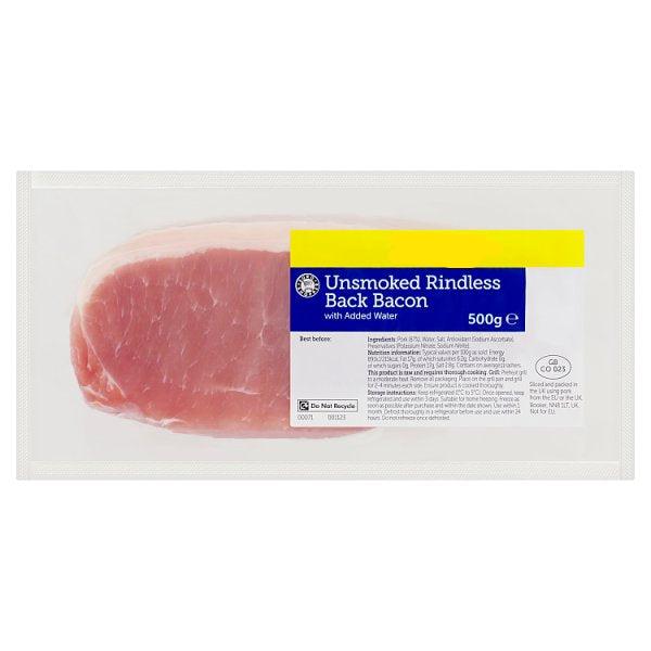 E/S Unsmoked Rindless Back Bacon (500g)