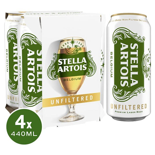 Stella Artois Unfiltered 4pk Cans (440ml)